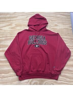 Vintage 00s Red Russell Athletic University Of Georgia Bullsdogs Hoodie SZ XXL